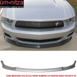 Fits 10-12 Ford Mustang V6 S Style Front Bumper Lip Painted Ingot Silver # UX