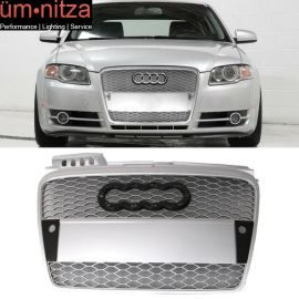 Fits 06-08 Audi A4 RS Style Front Hood Grille Grill - Silver