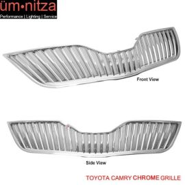 Fits 10-11 Toyota Camry Vertical Front Upper Hood Grill Grille Chrome ABS