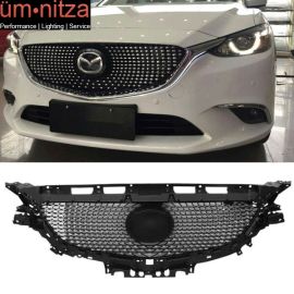 Fits 16-18 Mazda 6 Front Bumper Hood Mesh Grille Grill Guard ABS
