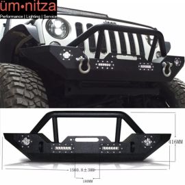 Fits 07-17 Jeep Wrangler Front Bumper Guard With Led Light Textured Black