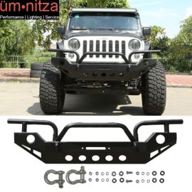Fits 07-18 Jeep Wrangler JK Front Bumper Guard Black With Winch Plate