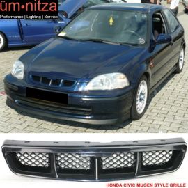 Fits 99-00 Honda Civic Mugen Style Black Mesh ABS Front Hood Grille Grill