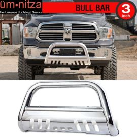 Fits 09-17 Dodge Ram 1500 Stainless Bull Bar Brush Guard With Skid Plate