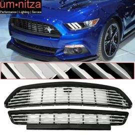 Fits 15-17 Ford Mustang GT CS CA Special Style Front Upper Lower Grille Silver