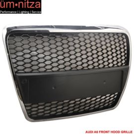 Fits 05-10 Audi A6 C6 RS Chrome Front Mesh Hood Grille Grill