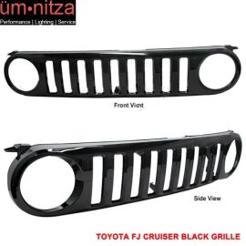 Fits 07-10 Toyota FJ Cruiser JDM Front Bumper Hood Grille Black - ABS