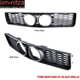 Fits 05-09 Ford Mustang GT Black Front Grille & Center Fog Hole