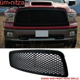 Fits 09-12 Dodge Ram Black ABS Front Hood Mesh Grill Grille