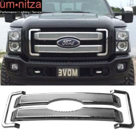 Fits 11-16 Ford F250 350 450 Super Duty 4PCS Moulding Front Mesh Grill Grille