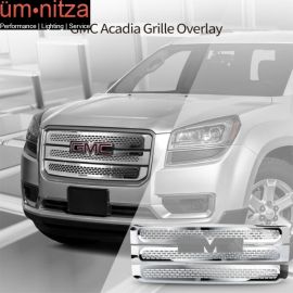 Fits 13-16 GMC Acadia Tape On Grille Overlay 3 Bar Front Grill Cover Chrome