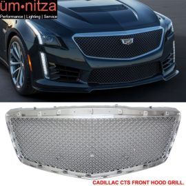 Fits 14-19 Cadillac CTS 4Dr B Style Chrome Front Bumper Hood Grille Grill - ABS