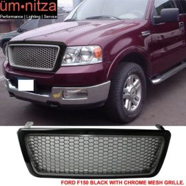 Fits 04-08 Ford F150 F-150 Black Chrome Mesh Hood Grille ABS Grill