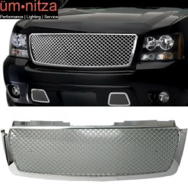 Fits 07-14 Tahoe Suburban Avalanche Mesh Chrome Bumper Cover Hood Grille Grill