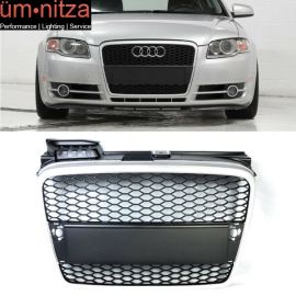Fits 06-08 Audi A4 RS Look Front Hood Grille Grill Silver Black