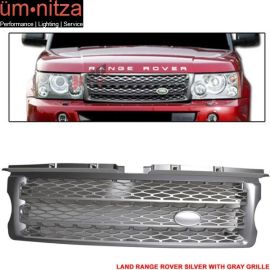 Fits 06-09 Land Range Rover Sport Grey Gray Silver Front Hood Grille Grill