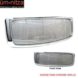 Fits 02-05 Dodge Ram 1500 2500 3500 Front Hood Bumper Grill Grille Chrome ABS