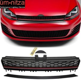 Fits 15-16 VW Golf 7 MK7 GTI Style Front High Bar Black Red Trim Grille Grill