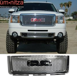 Fits 07-13 GMC Sierra 1500 Front Upper Grille Guard Mesh Honeycomb Grill Chrome