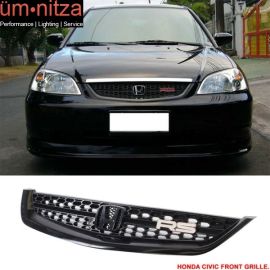 Fits 01-03 Honda Civic Type RS Unpainted ABS Front Hood Grille Grill Mesh