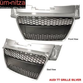 Fits 06-09 Audi TT Front Mesh Hood Grille Grill Silver Trim
