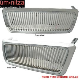 Fits 04-08 Ford F150 F-150 Pickup Front Bumper Hood Chrome Vertical Grill Grille