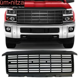 Fits 15-18 Chevy Silverado 2500HD 3500HD Factory Style Grille Hood Black - ABS