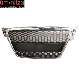 Fits 09-11 Audi A4 B8 RS-Look Mesh Chrome Front Hood Grille
