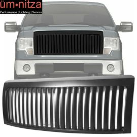 Fits 09-13 Ford F150 Vertical Front Bumper Hood Grill Grille Black Vip