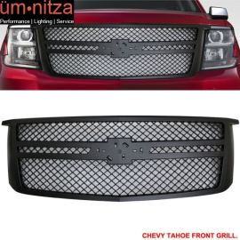 Fits 15-16 Chevy Tahoe B Style Front Bumper Hood Grille Moulding - Black ABS