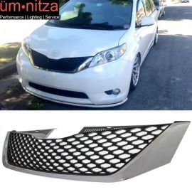 Fits 11-17 Toyota Sienna SE Style Front Upper Mesh Grill Chrome Black