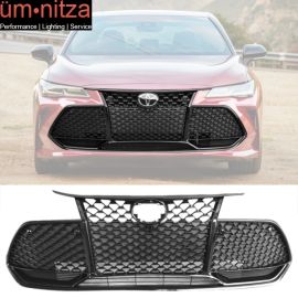 Fits 19-20 Toyota Avalon XSE Honeycomb Mesh Grille Upper Lower Gloss Black - ABS