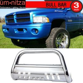 Fits 94-01 Dodge Ram 1500 Chrome Bull Bar W/Skid Plate Brush Push Grille Bumper