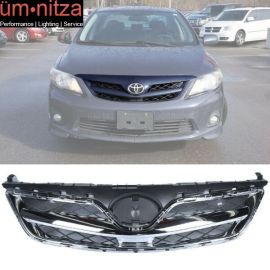 Fits 11-12 Toyota Corolla OE Style Chrome Front Bumper Hood Upper Grille