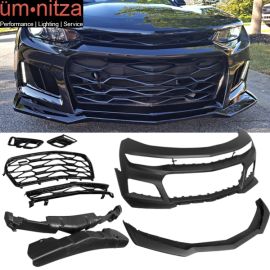 Fits 16-18 Chevy Camaro ZL1 Style Unpainted Front Bumper Cover Conversion w/ Lip
