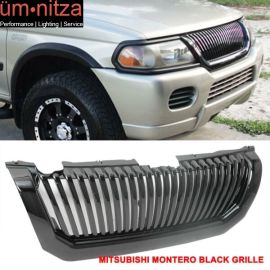 Fits 00-04 Mitsubishi Montero Sport Black Vertical Hood Grille