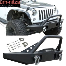 Fits 07-19 Jeep Wrangler Front Winch Bumper Bull Bar Grille Guard Textured Black
