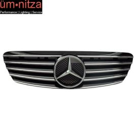 Fits 99-02 Benz W220 S-Class AMG Black Hood Grille+Authentic Star Emblem