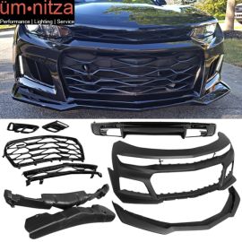 Fits 16-18 Chevrolet Camaro ZL1 Style Front Bumper Cover OE Style Rear Diffuser