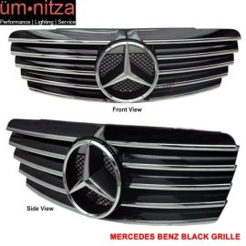 Fits 98-03 Mercedes Benz W208 CLK-Class BLK Hood Grille CL+Authentic Star Emblem