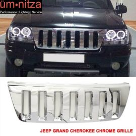 Fits Jeep 99-03 Grand Cherokee Wj Sport 4Dr Front Grill Hood Grille Chrome ABS