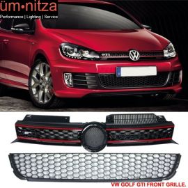Fits 10-14 Golf MK6 Mesh Honeycomb GTI Style Unpainted Front Upper+Lower Grille