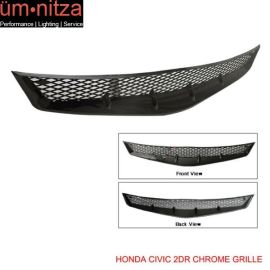 Fits 06-08 Honda Civic 2D Si Coupe T-R Black ABS Hood Grille
