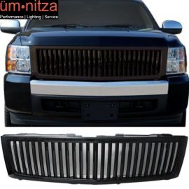 Fits 07-13 Chevy Silverado 1500 Vertical Front Hood Black Grille Grill