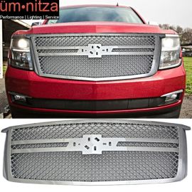 Fits 15-16 Chevy Tahoe B Style Chrome Front Bumper Hood Grille Moulding - ABS