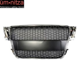 Fits 08-10 Audi A5 Honeycomb Chrome Mesh Front Hood Grill Grille