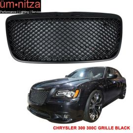 Fits 11-14 Chrysler 300 300C B Style Front Bumper Hood Mesh Grille Assembly ABS