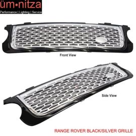 Fits 10-12 Land Rover Range Rover L322 Front Hood Grille Black Silver Mesh New