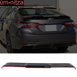 Fits 18-23 Toyota Camry V2 Roof Spoiler Rear Window Wing Gloss Black w/ Red Edge