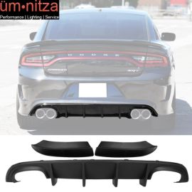 Fits 15-22 Dodge Charger Quad Exhaust Rear Diffuser + Side Aprons Unpainted PP